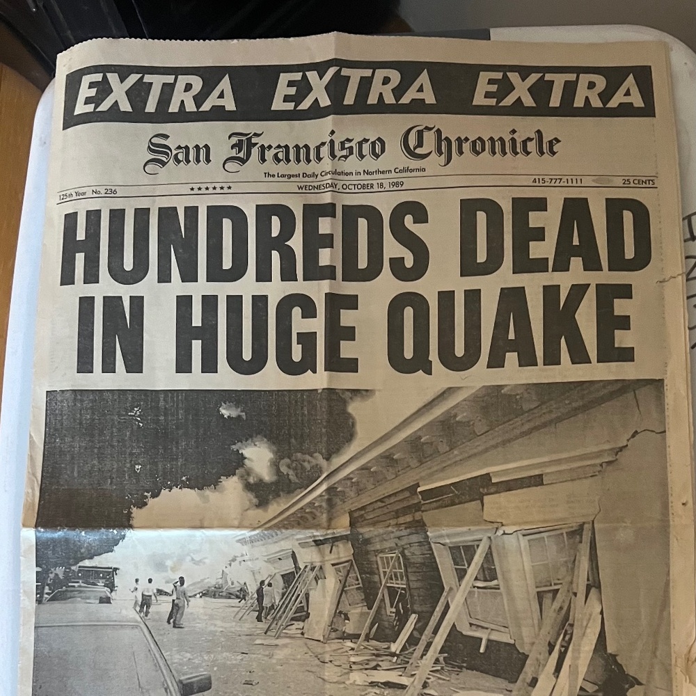 Historic Newspaper - San Francisco Earthquake 1989